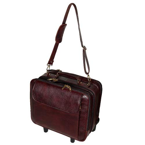 HYATT Leather Accessories Men's Leather Cabin Size Travelling Suitcase Luggage Trolley Bag (Brown, 42 L) 2 417Gkho4s4L