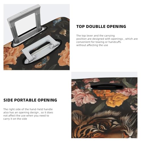 Tiger And Florals Maximalism Elastic Travel Luggage Covers Dustproof Scratch-Resistant Suitcase Protector Fit 22-24 Inch3