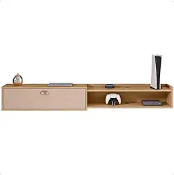 Rack Bancada Suspensa 1.8 Estante Home Supremo King Tv 70 Pol. 1 Porta Nicho Organizador Sala Quarto - Hanover/Fendi