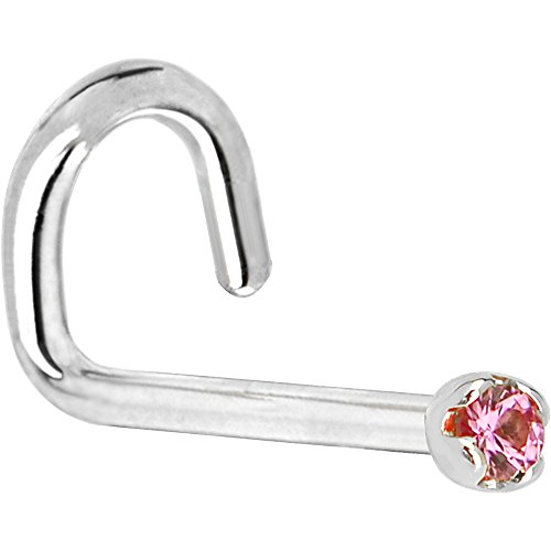 Body Candy Solid 14k White Gold 1.5mm Genuine Pink Sapphire
