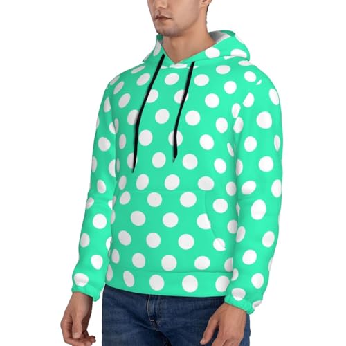 Hoodies For Men - Light Green Polka Dot Print Long Sleeve Casual Men'S Hoodies & Sweatshirts Pullover With Pocket3