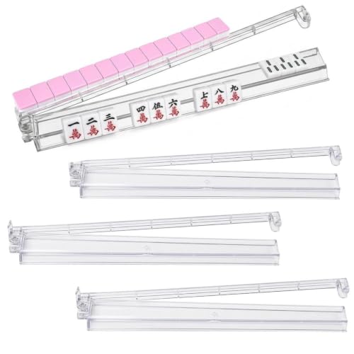 Mahjong Racks con Pushers Acrílico Transparente 4 Piezas