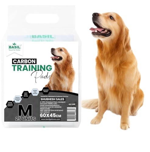 Basil Carbon Training Pads for Dogs (Size-45 x 60 cm) Ultra Absor...