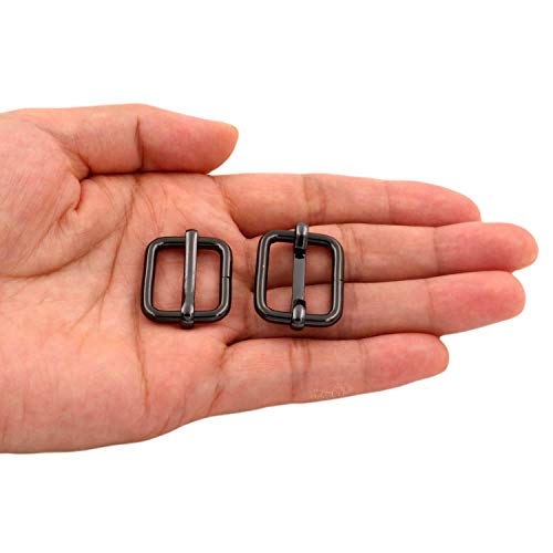 BIKICOCO Metal Slide Adjuster Buckle Tri-Glides with Movable Center Bar, for Straps, 0.8 x 0.6 Inch, Gunmetal, Pack of 50