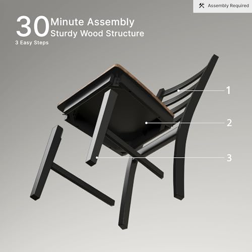 Signature Design by Ashley Wildenauer Dining Chairs Set of 2, Modern Ladderback Dining Chairs with Solid Wood Frame, Two-Tone Finish, Contoured Seat, Black/Brown - image 4