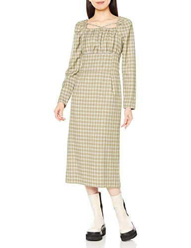 [フリーズマート] スクエアネックチェックナローワンピース