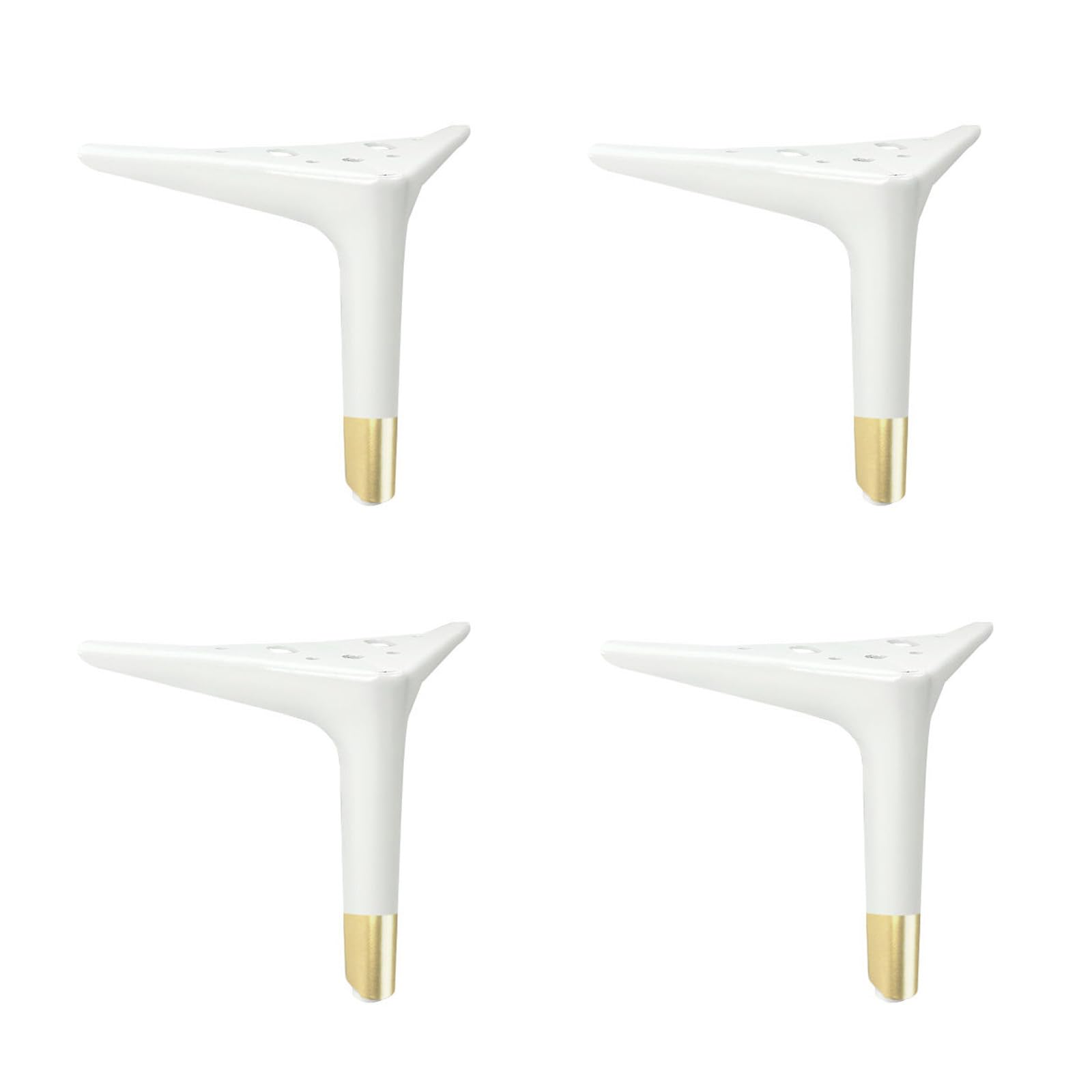 4 Gambe Triangolari in Metallo per Mobili,Piedini di Ricambio fai-da-te per Divani,Armadietti,Credenze,Pouf,Tavolini da Caffè,Comodini e Tavoli da Trucco,con Viti (25cm(9.8in),White + Gold)