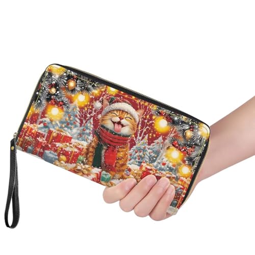 Image of Bulopur Christmas Cat Wallet Purse for Women's Wallet RFID Blocking Credit Card Holder Large Capacity Wristlet Leather Wallets Purse Christmas Gifts for Mom Girlfriend
