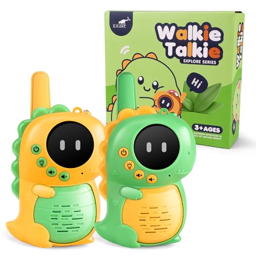 AmyBenton Dinosuário Walkie Talkie crianças, brinquedos para crianças, 4, 6, 7 8 anos, walkies talkies com lanterna e longa distância para brincar no jardim, ao ar livre ou em viagens.