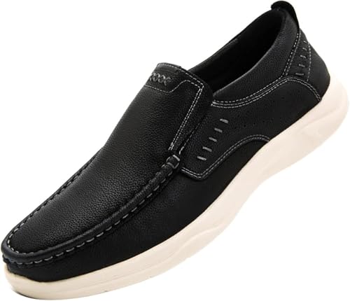 Men's Comfortable and Casual Loafers, Leather Slip on Shoes, Ultra Light Walking Flat Shoes, Office Loafers
