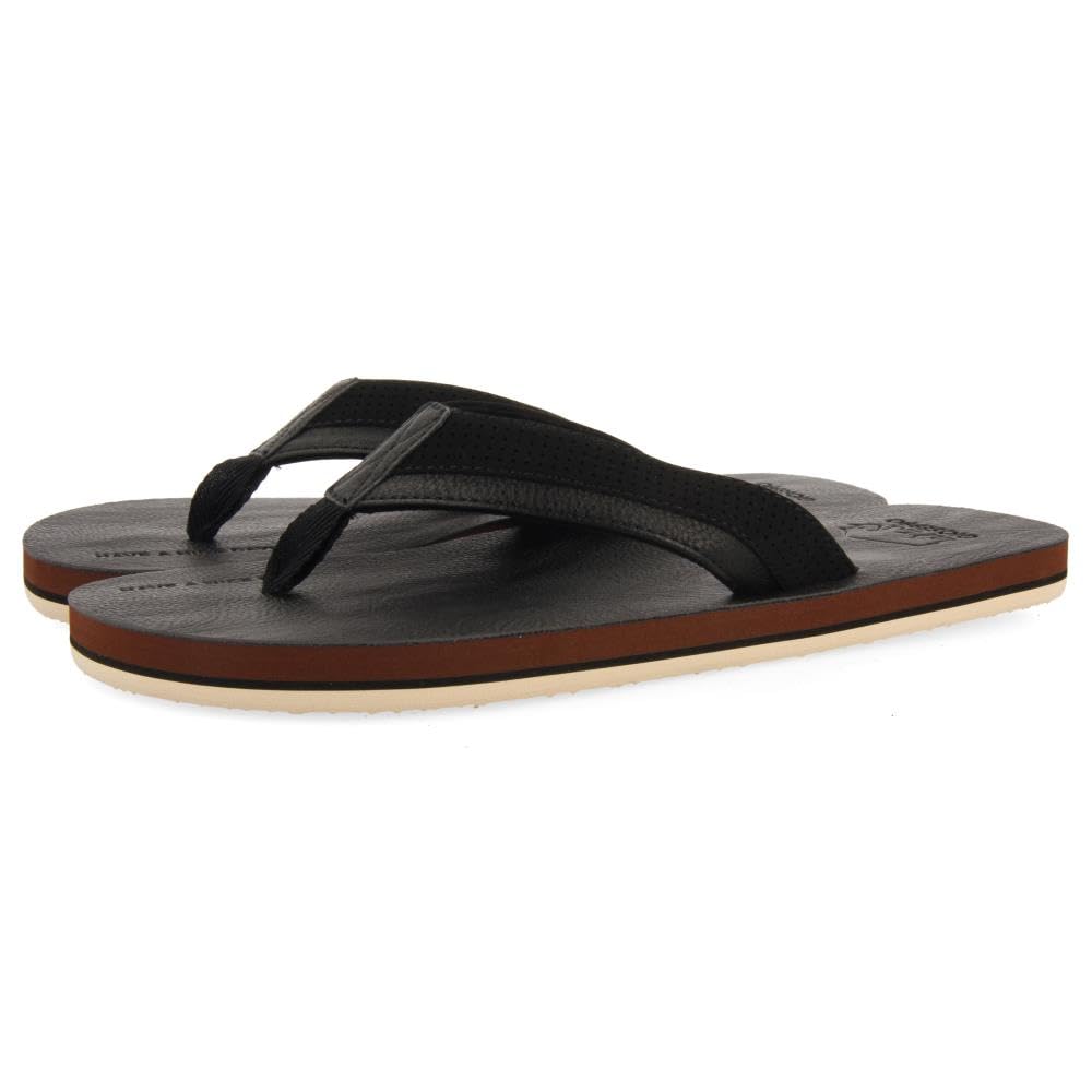 GIOSEPPO Brown Bicolor Cut Flip Flops for Men Brent, Black/White, 10.5 UK