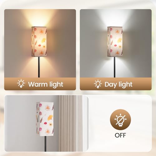 Image of 64.6 inch Floor Lamp, Pole Lamp with Foot Switch, Modern Standing Lamp, Minimalist Freestanding Lamp (Bulb Not Included), for Living Room, Bedroom Office ETL Listed, Black and Printed X07LD05