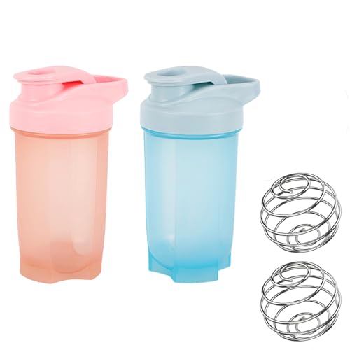 HarnyLoom Eiweiß Shaker Flasche 500 ml, 2 Stück Shaker Becher Proteinshake mit Mixerkugel Skala Auslaufsicherer Langlebiger Workout Wasserbecher für Fitness Sport Getränkeflaschen (Blau+Rosa) HarnyLoom Eiweiß Shaker Flasche 500 ml, 2 Stück Shaker Becher Proteinshake mit Mixerkugel Skala Auslaufsicherer Langlebiger Workout Wasserbecher für Fitness Sport Getränkeflaschen (Blau+Rosa)