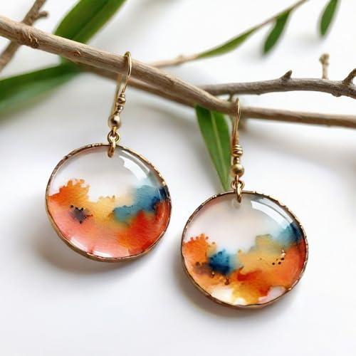 Qianyu 12 Pcs Cavity Shiny Flat Circle Silicone Mould with Hanging Hole Round Drilled Keychain Jewelry Pendant Earrings Decor Model DIY Crafts Making Pet Tag Charms Resin Casting Mould - Image 3
