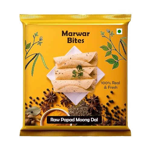 Image of MarwarBites Moong Dal Plain Papad /Meduim Spice Moong Papad | Indian Snack| Size : 8 inch inch (800gm)