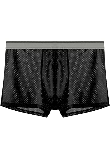 Men's Plus Size Ice Silk Breathable Boxer Briefs Mesh Athletic Sports Underwear For Big & Tall Guys 3-Pack Max 7XL2