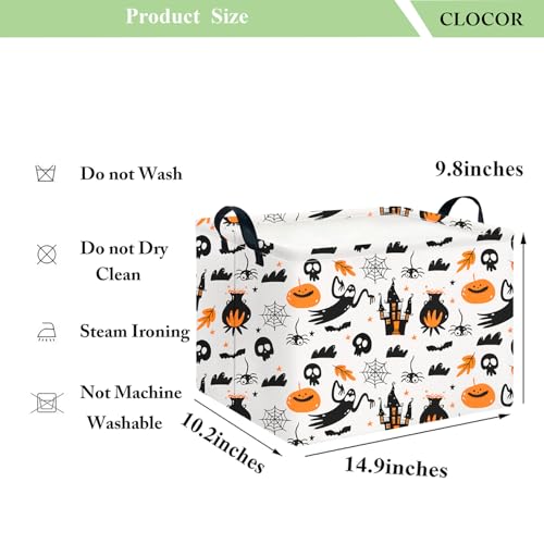 Image of CLOCOR Rectangular Storage Basket,Waterproof Books Box with Handles,Gift Basket(Castle Halloween)