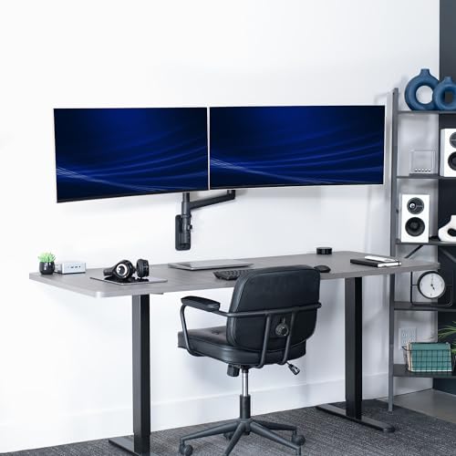 Image of VIVO Pneumatic Arm Dual Ultrawide Monitor Wall Mount for Up to 49 inch Screens, Holds 2 Ultra Wides Up to 33.5 lbs Each, Black, MOUNT-V120K