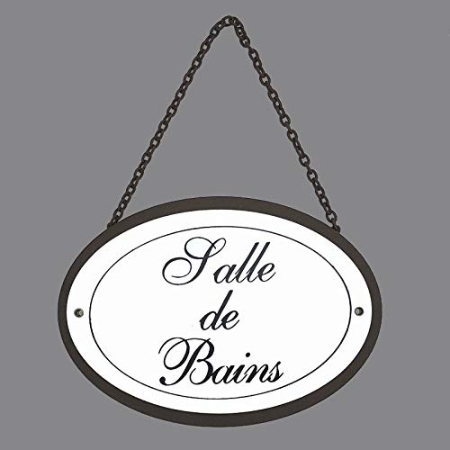 Grande Plaque de Porte Salle de Bain Style Ancien Fer Ovale Blanc 16 cm Cover