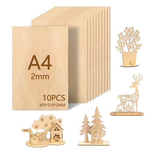 Leseed Sperrholzplatte A4 2mm 300x210mm, 10 Stück Linde Holzplatte, Holzplatten zum Basteln für DIY Holzarbeiten, Laserbearbeitung, Brandmalerei, Modellbau, Geschenke, Deko, Gemälde Leseed Sperrholzplatte A4 2mm 300x210mm, 10 Stück Linde Holzplatte, Holzplatten zum Basteln für DIY Holzarbeiten, Laserbearbeitung, Brandmalerei, Modellbau, Geschenke, Deko, Gemälde