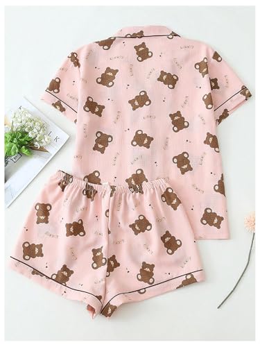 Image of Verdusa Pajamas For Women Set 2 Piece Summer Pajama Sets Cute Pjs Lounge Matching Button Shirt with Shorts