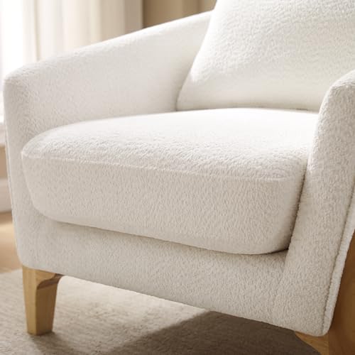 VANOMi Accent Chair 31" Oversized Reading Chair Comfy Upholstered Boucle Lounge Armchair, Modern Living Room Chair with Back Pillow,Single Sofa Chair for Bedroom, Office (Beige) - Image 4