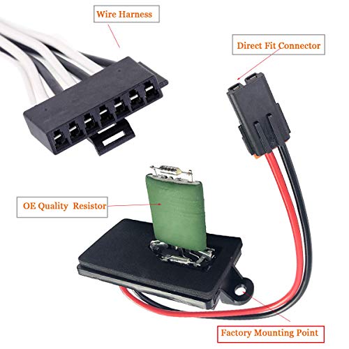 image for LCWRGS 22807122 HVAC Blower Motor Fan Resistor w/Wire Harness Replacem