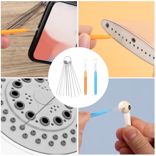Image of 50pcs Shower Head Cleaner Tools, Multipurpose Shower Head Cleaning Brushes Multi-Size Showerhead Cleaner Picks Anti-Clogging for Bathroom Small Hole Nozzle Little Gaps (Orange, Blue)