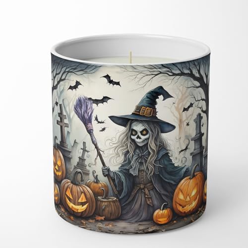 Caroline's Treasures DAC2282CDL Witch Spooky Halloween Decorative Soy Candle Nature Soy Wax Essential Oil Home Decor Ideal for Bedroom Kitchen Bath Office Gift, 10 oz