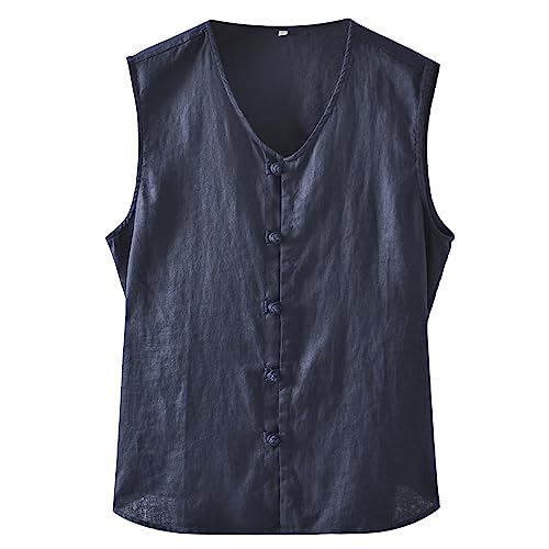 GIBZ Men Suit Vest Linen Beach Wedding Waistcoat Summer Casual Vest For Men Groomsmen Dress Vest