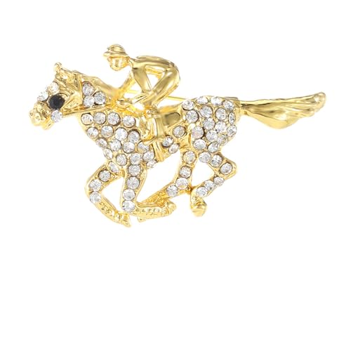 Image of Dreuyet Horse Brooch Pin Horse Racing Suit Lapel Pin for Women Men Rhinestone Antique Gold Horse Animal Brooch Clothing Outfits Accessory Jewelry