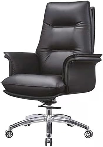 Silla de oficina ejecutiva, respaldo alto, ergonómico, de piel sintética, escritorio para computadora con soporte lumbar, reposabrazos abatible,