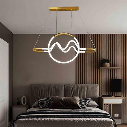 Image of Avior Modern LED Chandelier, Creative 3 Ring Pendant Lamp with Height-Adjustable Pendant Light, Living Room Chandelier, Bedroom, Dining Room Pendant Light (Ch27)