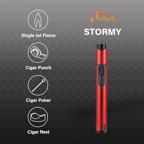 Encendedor Visol Stormy Torch Butano Recargable Rojo miniatura 2