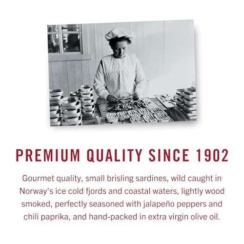 King Oscar Sardines in Extra Virgin Olive Oil, Hot Jalapeno Peppers, 3.8 Pound (Pack of 12)