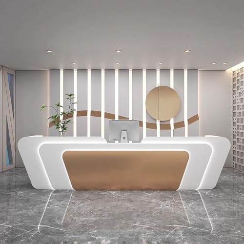 BK&MF 受付カウンター ロック引き出し,木製 カウンターテーブルおしゃれ スリム組み立てが簡単 多機能大容量収納 企業フロントデスク 小規模店舗のレジお店 美容室 アパレルショップ 会社フロント,D,87x24x39inch