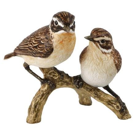 Goebel 66-845-22-1 Bird of the Year 2023 Brown Throat Pair Made of Bisque Porcelain, Brown, Orange, 17,5x12x10 cm