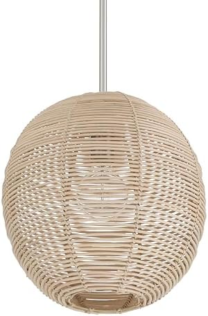 Hunter - Berkeley 1-Light Brushed Nickel, Medium Size Pendant Light, Dimmable, Casual Style, Sphere Shaped, for Bedrooms, Kitchens, Dining, Living Rooms - 48086