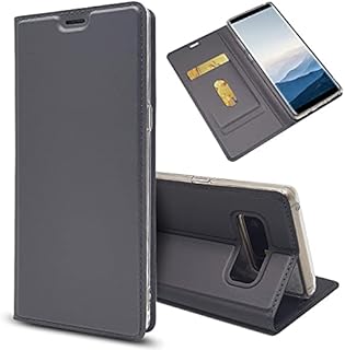 COPHONE - Cover Compatibile Samsung Galaxy NOTE 8 in Pelle Nera. Custodia a portafoglio in pelle con chiusura magnetica per Galaxy NOTE 8