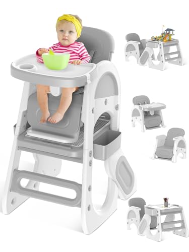 Image of High Chair,Convertible High Chair with Table Set, Building Block Table,