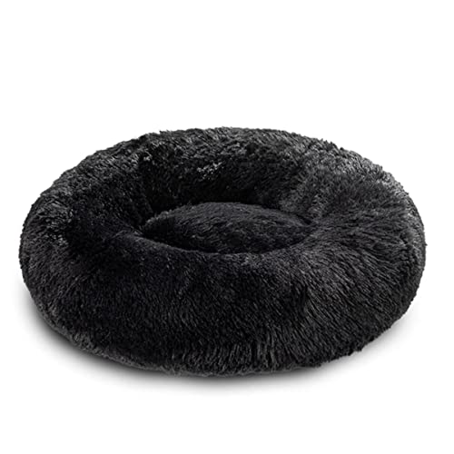 NIQIU Soft Long Plush Best Pet Bed Cama mullida para Perros XXL XL para Perros Grandes Alfombrilla Redonda para Gatos Accesorios Lavables para Productos para Mascotas-Negro, XL-80CM, Reino Unido