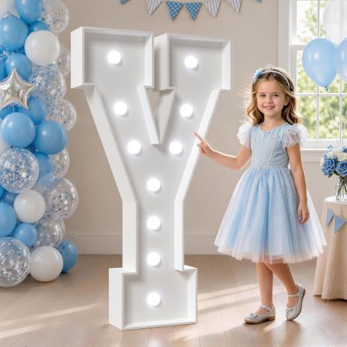 Image of Marquee Letters 4 Feet Tall, Cool Light Up Letters Y for Party Decor | 4ft Marquee Light Up Letters for Birthday Graduation Decor, Large Sign for Wedding Baby Shower 24 Pcs Accessory Set