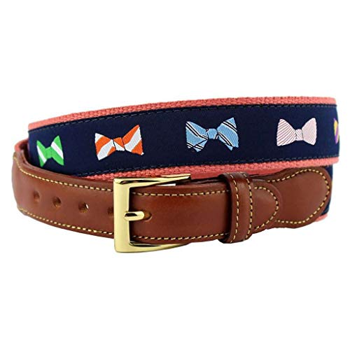 COUNTRY CLUB PREP How Do You Tie Bow Ties Leather Tab Belt in Navy on Nantucket Red Canvas