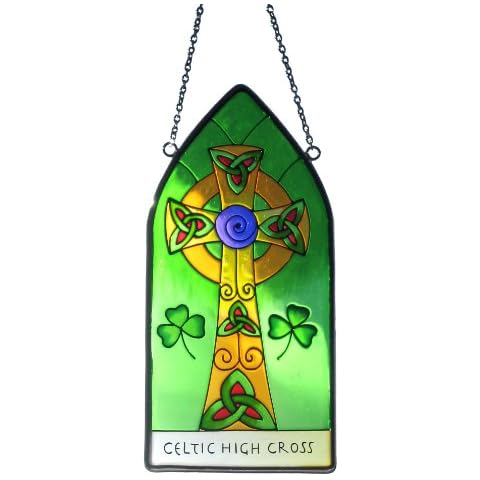 8" Celtic High Cross Stained Glass Panel Cover