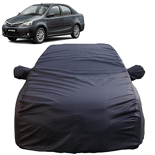 Image of Autofact Waterproof Car Body Cover Compatible with Toyota Etios (2010 to 2022) with Mirror Pockets, 4 x 4 American Matty, Long Lasting Strong Durable Material, Grey Color