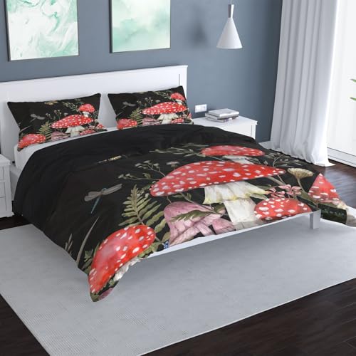Linge de lit champignon 200x200 doux et facile à enfiler avec son zip - 4