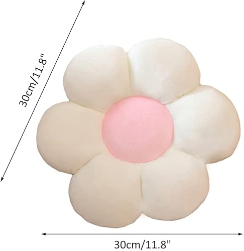 Vista 71 de lannery Almohadas de felpa de flores, cojín de suelo de flores para leer, habitación, ver la televisión (11.8 pulgadas, blanco-2)