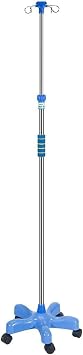 IV Stand 110-200cm Adjustable Height IV Poles for Hospital and Home IV Bag Holder Floor Stand with Wheels and 4 Hooks IV Pole