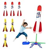 2021 neue Rocket Launcher mit LED-Blinklicht: Enthält 3 Stück gelbe Schaumraketen, 3 Stück Schaumraketen mit LED-Blinklicht, 1 Stück Fußsender, 4 Stück Stützen (Sättel), 1 Stück Startschlauch und 1 Stück Startrampe, die Kindern ein rundum angenehmes Erlebnis bieten Erfahrung.