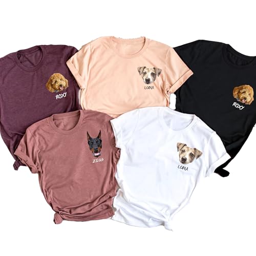 Customized Pet Face Photo Shirt, Add Your Pet's Photo and Name, Cat Mom Dog Mom, Pet Memorial Gifts for Dogs - Cats, Custom Cute Paws Picture T-Shirt, Sympathy for The Loss of Dog2